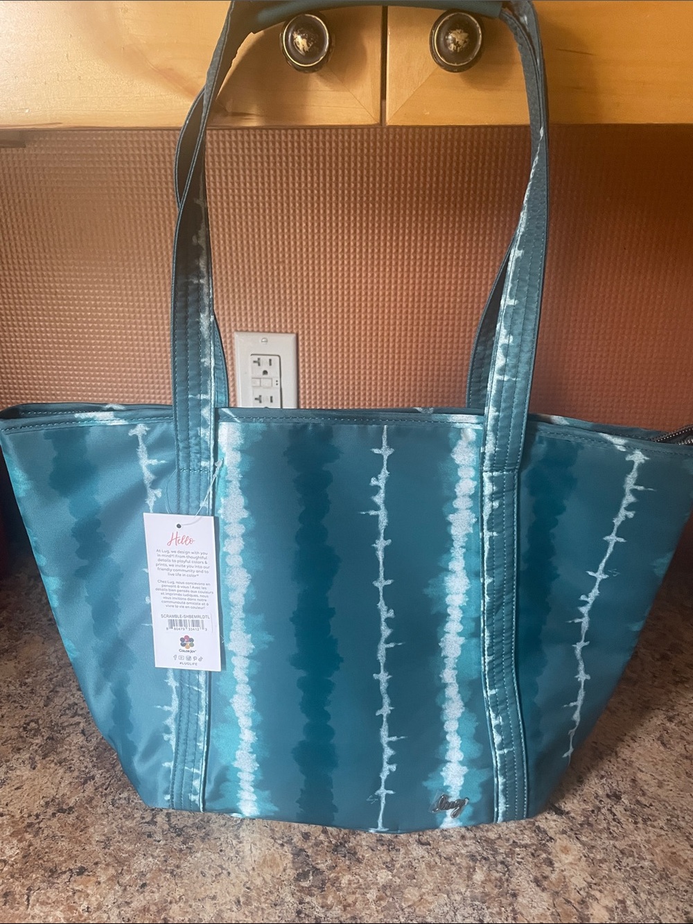 lug Teal Tie-Dye Stripe Tote with Double Straps